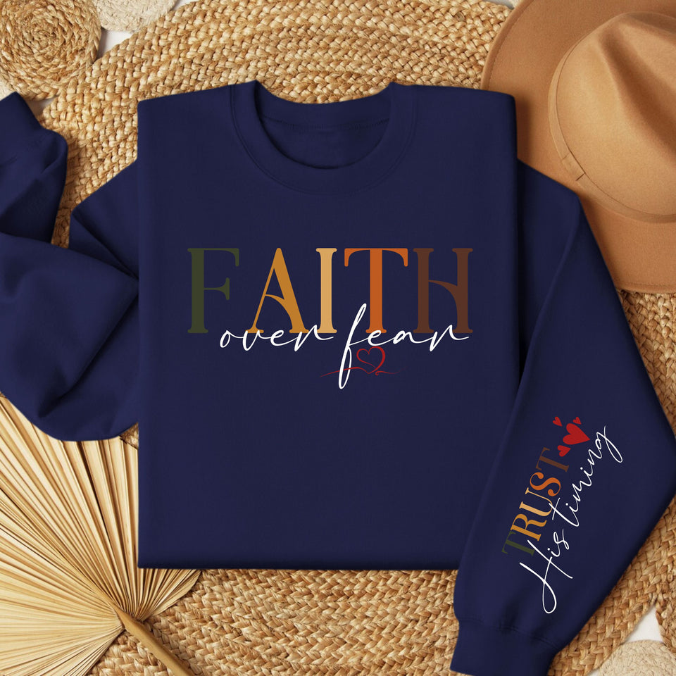 Faith Over Fear Fleece Women's Fleece Crewneck Sweatshirt