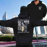 He Who Kneels Before God Can Stand Before Anyone | Ephesians 3:14 Christian Bible Verse Hooded Sweatshirt