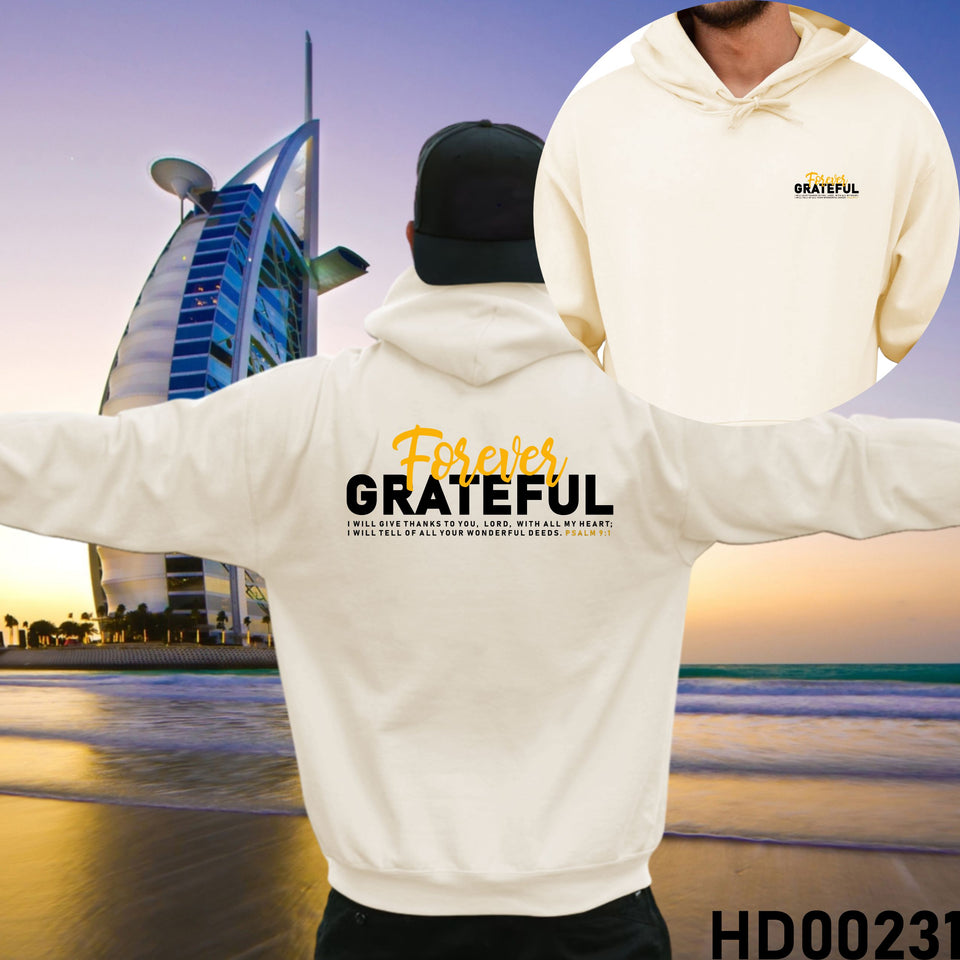 Forever Grateful | Psalm 9:1 Christian Bible Verse Hooded Sweatshirt