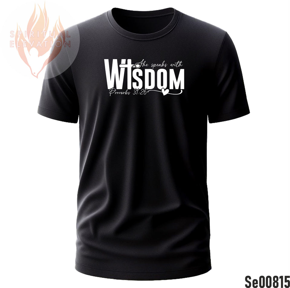 She Speaks With Wisdom | Proverbs 31:26 | Black and White