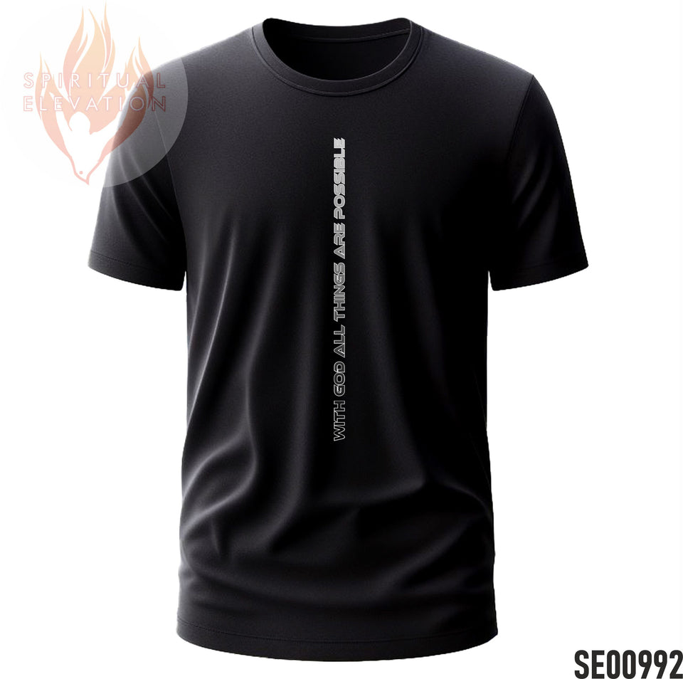 With God All Things Are Possible - Black Grey | Minimalist