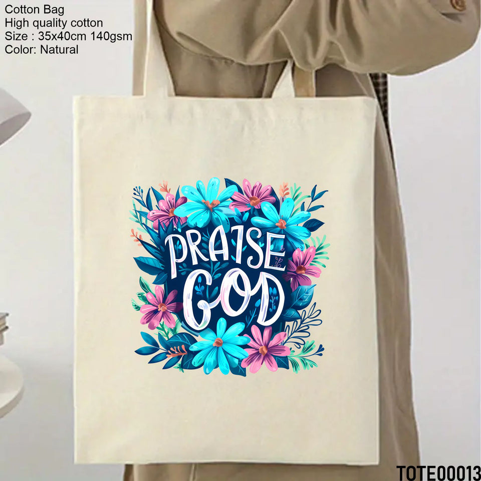 Design 01 - 20  Spiritual Elevation Tote Bag  | Christian Gifts for Women | Faith Based Gifts | Christian Canvas Bags for Women