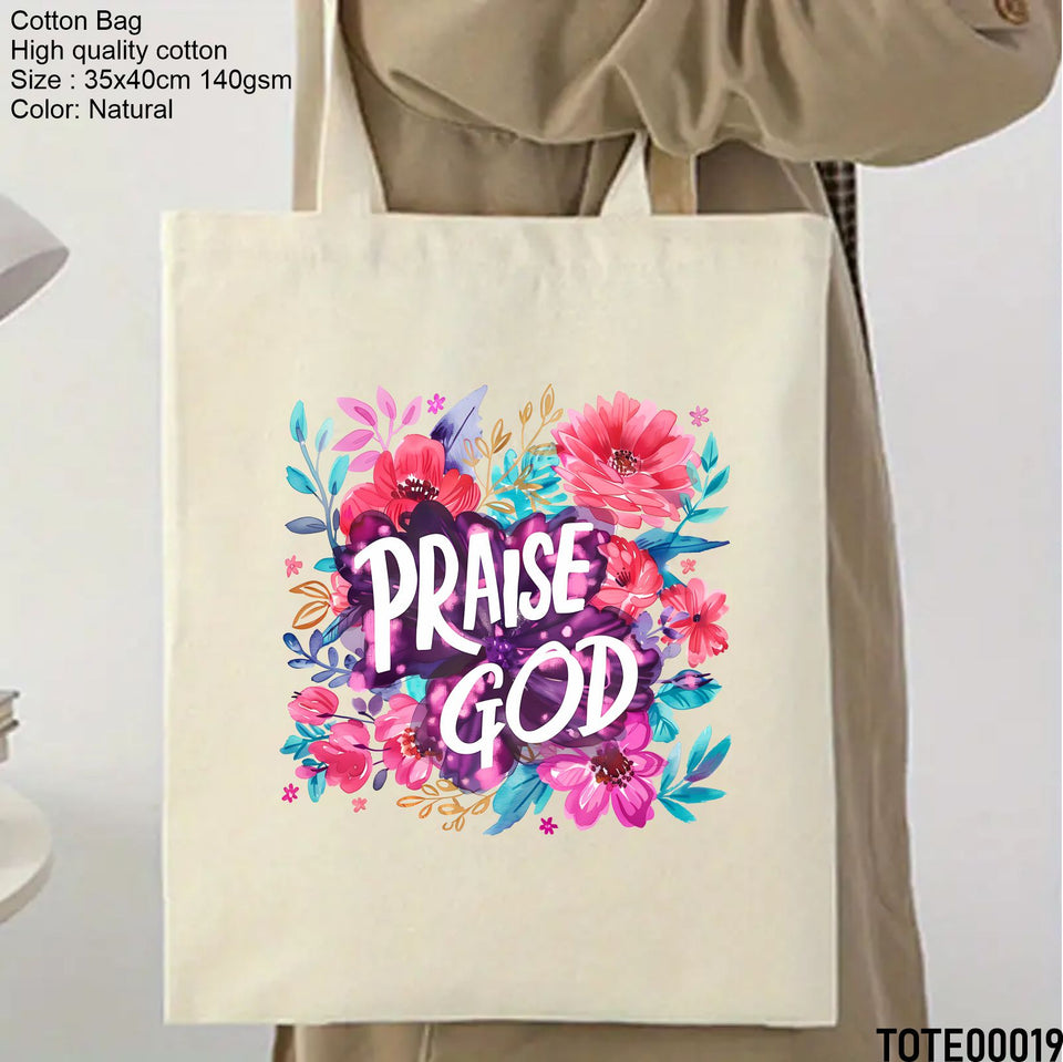 Design 01 - 20  Spiritual Elevation Tote Bag  | Christian Gifts for Women | Faith Based Gifts | Christian Canvas Bags for Women