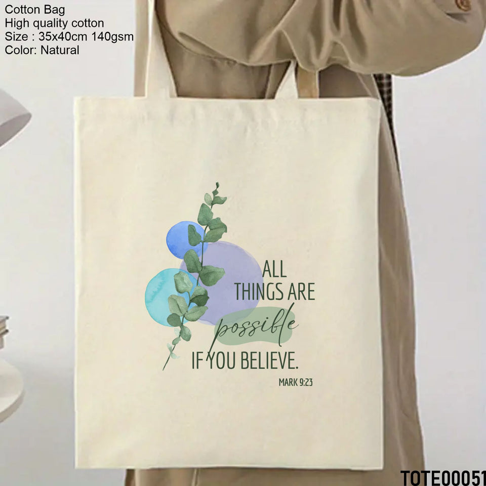 Design 41 - 60 Spiritual Elevation Tote Bag | Christian Gifts for Women | Faith Based Gifts | Christian Canvas Bags for Women