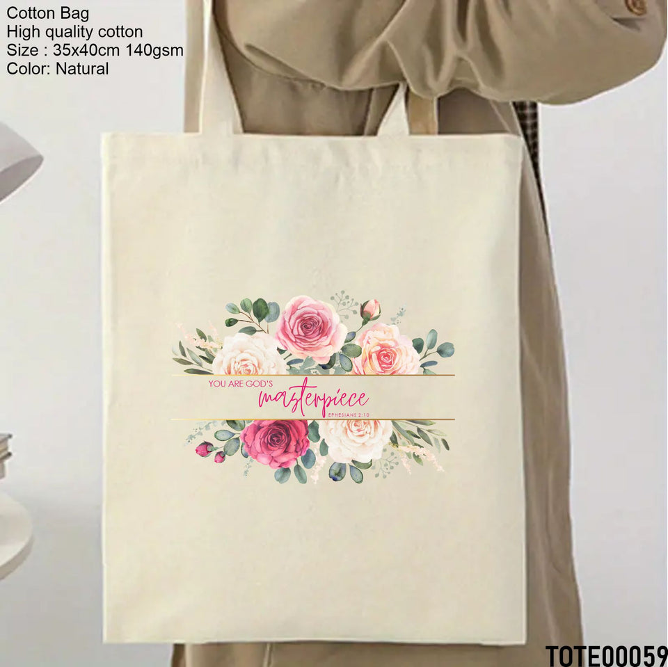 Design 41 - 60 Spiritual Elevation Tote Bag | Christian Gifts for Women | Faith Based Gifts | Christian Canvas Bags for Women