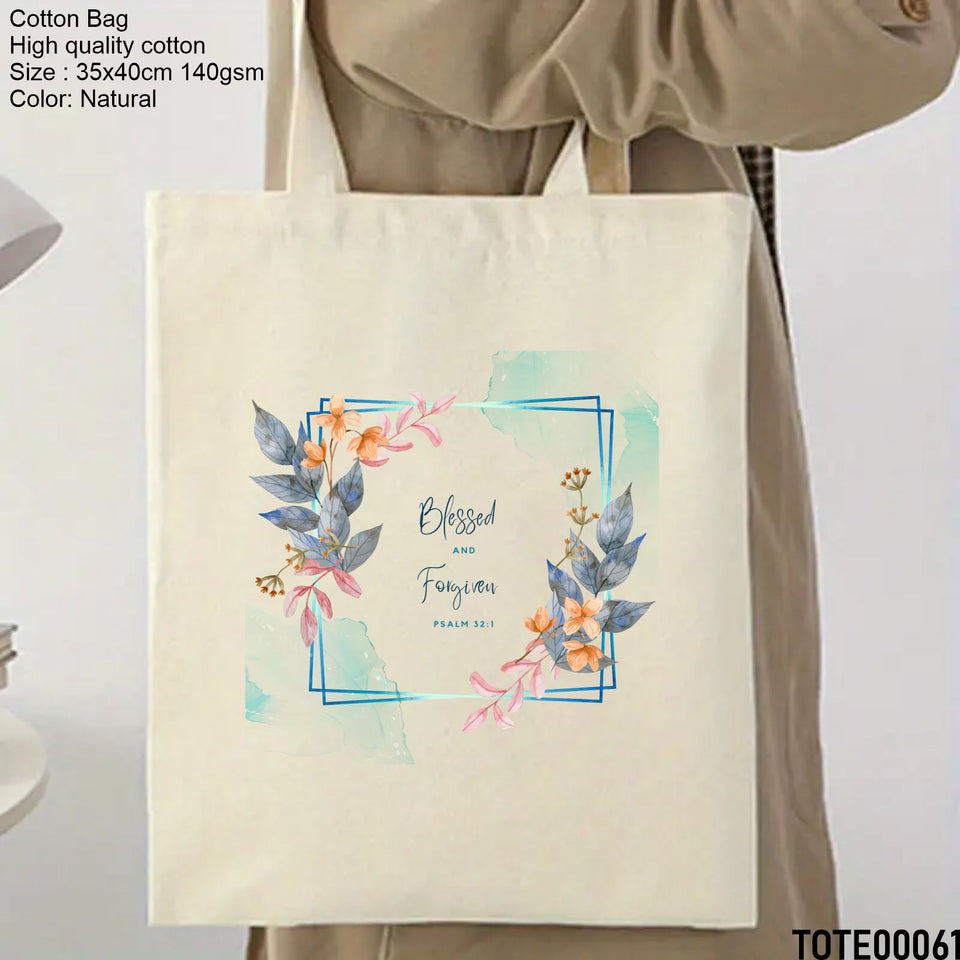 Design 61 - 80 Spiritual Elevation Tote Bag | Christian Gifts for Women | Faith Based Gifts | Christian Canvas Bags for Women