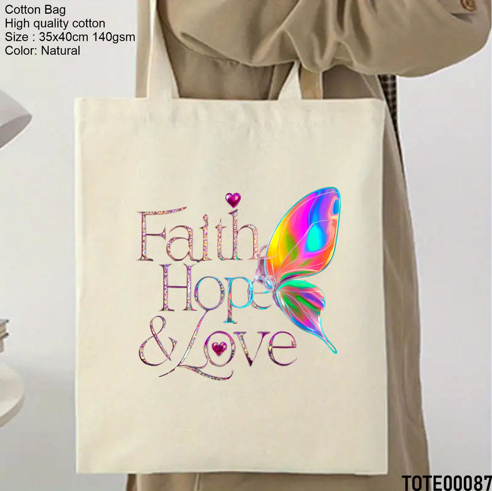 Design 81 - 100 Spiritual Elevation Tote Bag | Christian Gifts for Women | Faith Based Gifts | Christian Canvas Bags for Women